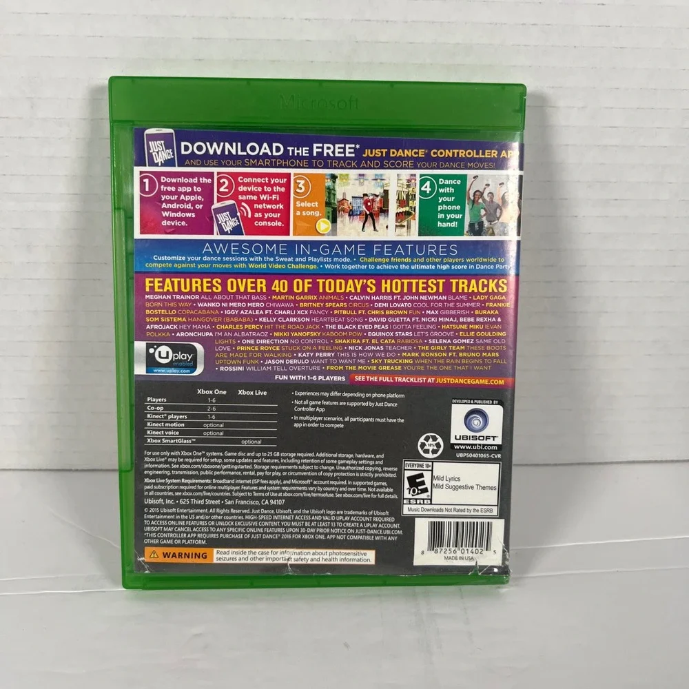 Just Dance 2016 Xbox One‎ Ubisoft Music Rhythm Game 887256014025